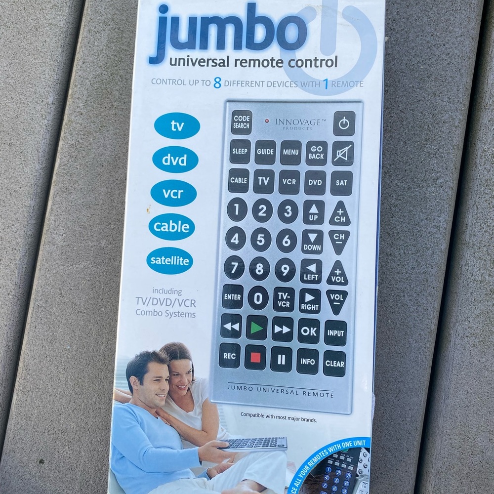 NEW!! Innovage Jumbo Universal Remote Control Works with 8 Different Devices